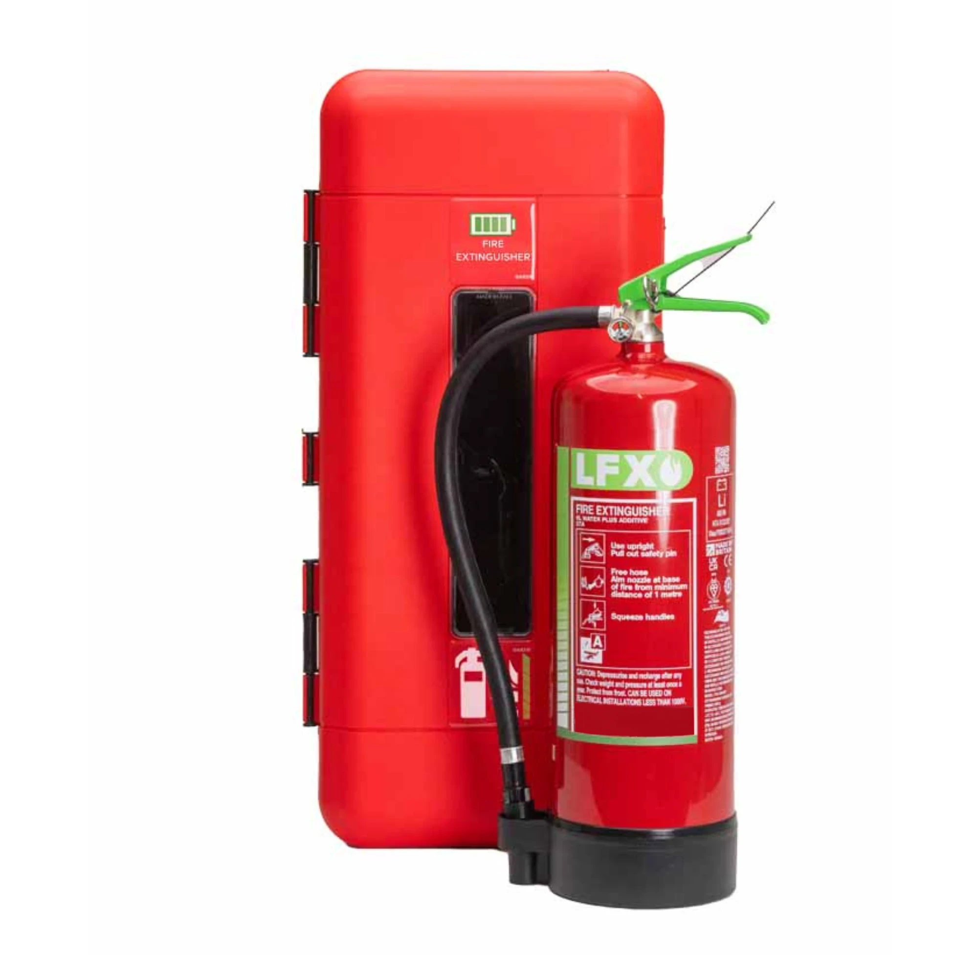related product fireshield-lfx-lithium-ion-battery-6ltr-fire-extinguisher-and-single-cabinet-bundle