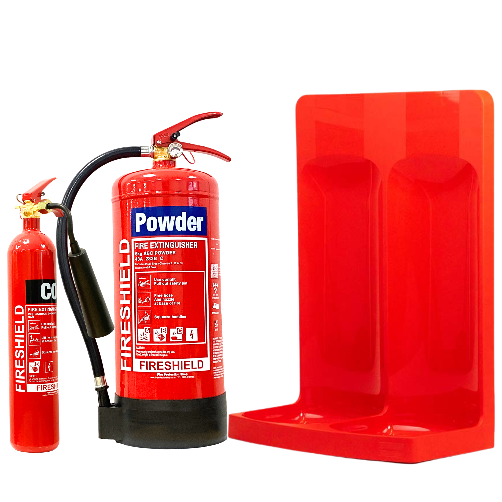 co2 powder extinguishers and stand