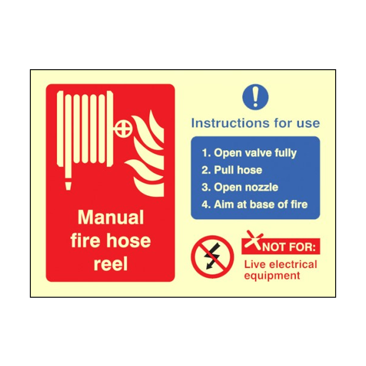 Manual Fire Hose Reel Instruction Safety Sign Fire Protection Shop Fire Protection Shop 7839